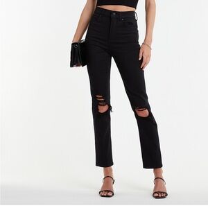 Express Women’s Black Denim Distressed High-Waisted Jeans 10R (NWT!)